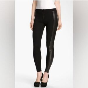 Alice + Olivia Women's Lamb's Leather Panel Leggings In Black Size 2